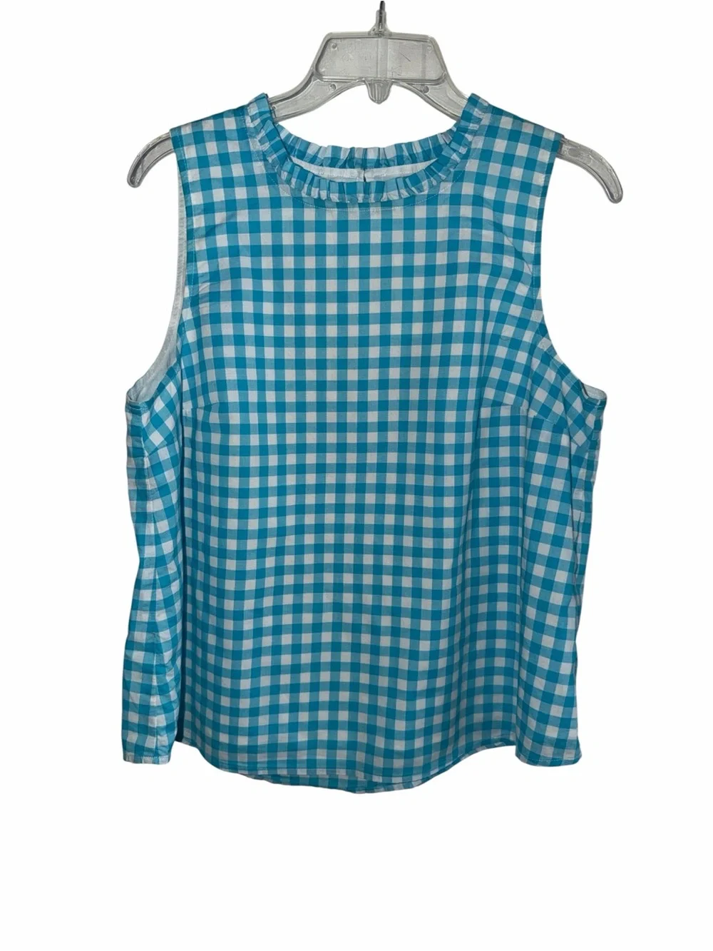 J. Crew Blue and White Gingham Sleeveless Tank size M NWT